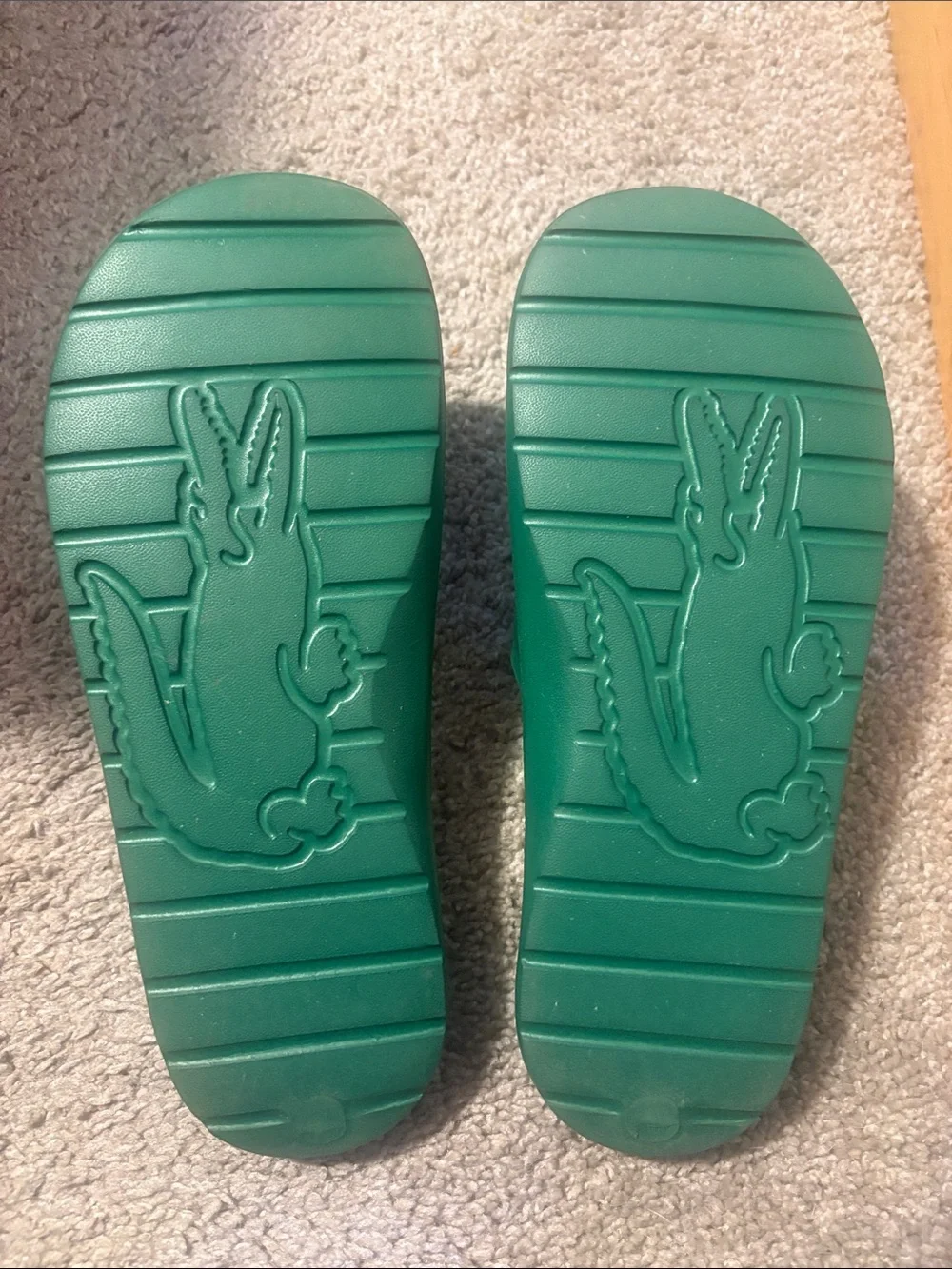 Lacoste Green Crocodile Slide Sandals, Men’s Size 9